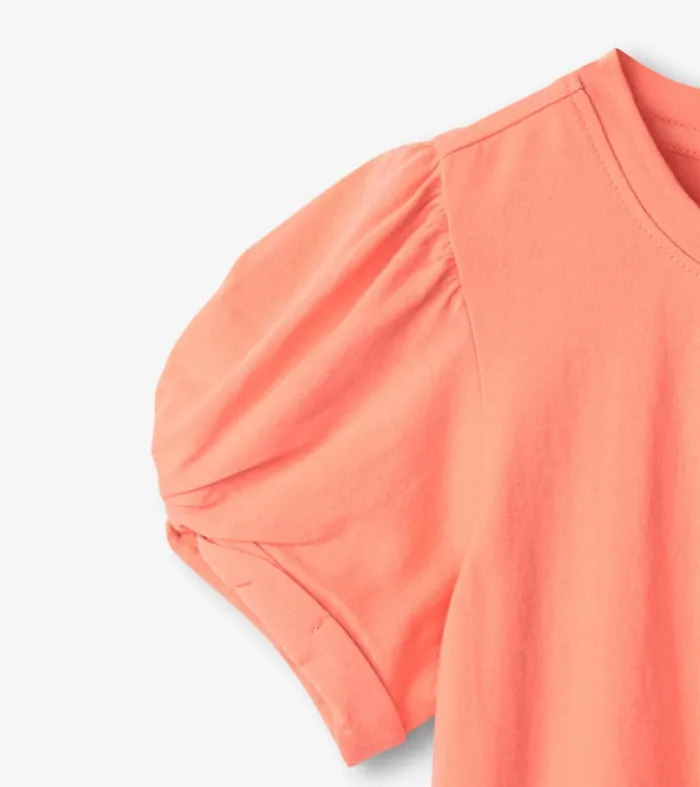Tops Girls Hatley Girls Coral Twisted Sleeve Tee