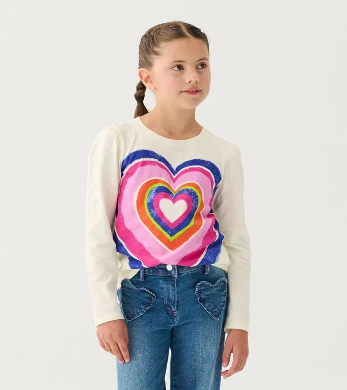 Tops Girls Hatley Girls Layered Hearts Long Sleeve Graphic Tee