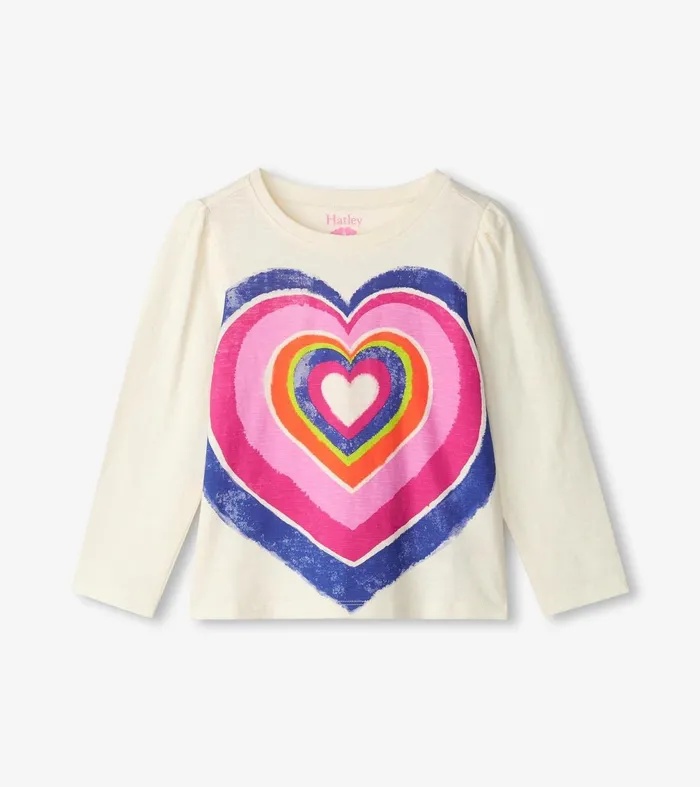 Tops Girls Hatley Girls Layered Hearts Long Sleeve Graphic Tee