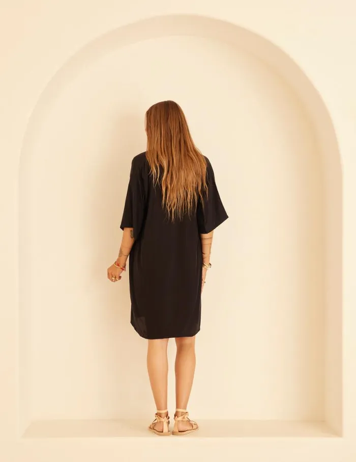 Tops Shop Natalie Martin LENNON KIMONO Black Silk
