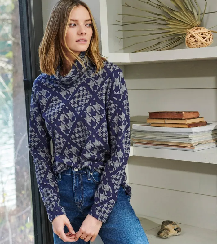 Tops Women Hatley Funnel Neck Top 8211 Patriot Checks