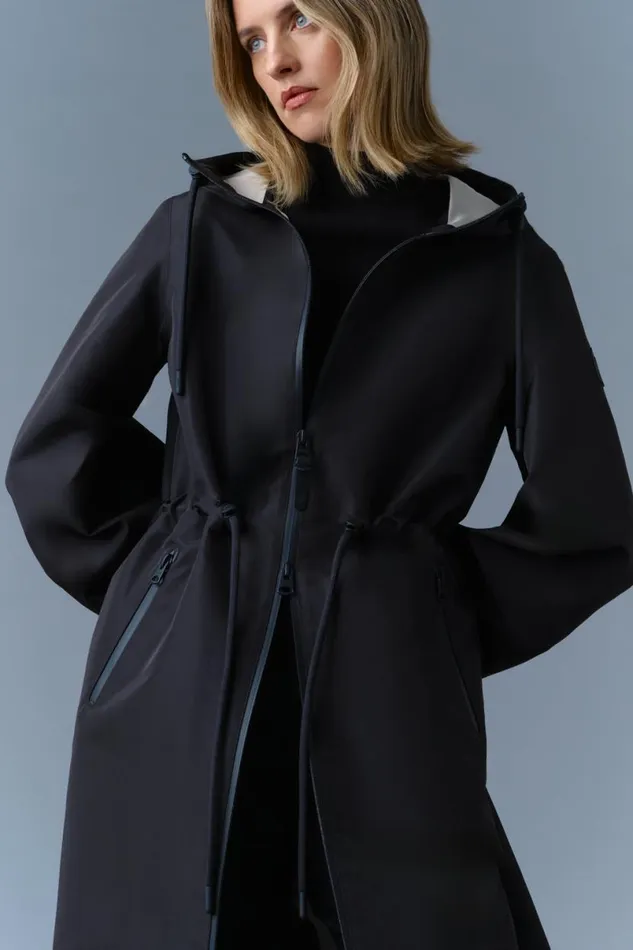 Trenches and Raincoats Women Mackage MEKELLE Long Recycled Technical Rain Coat Trenchcelestial Blue