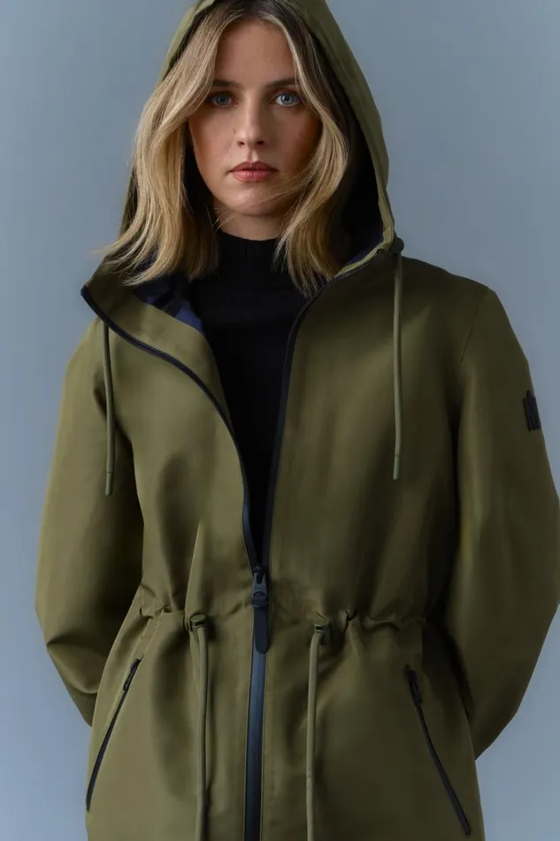 Trenches and Raincoats Women Mackage MEKELLE Long Recycled Technical Rain Coat Trenchcelestial Blue