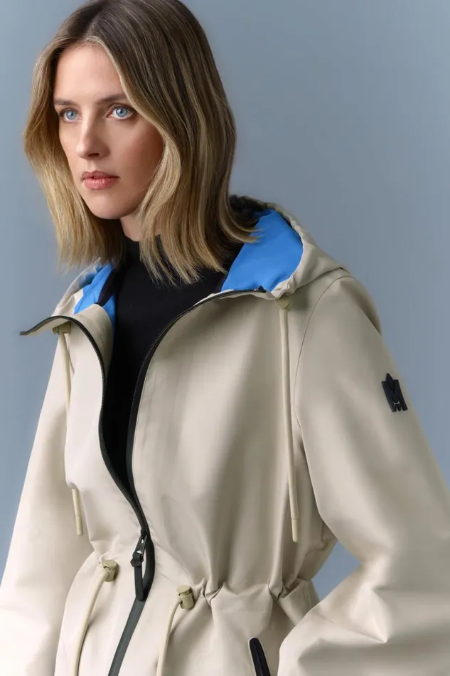 Trenches and Raincoats Women Mackage MEKELLE Long Recycled Technical Rain Coat Trenchcelestial Blue