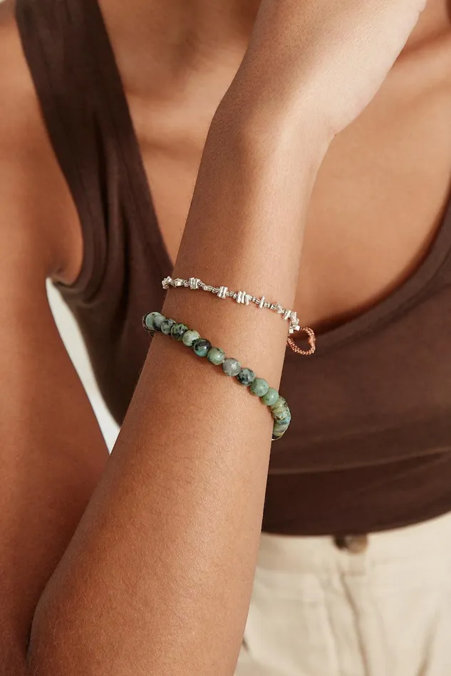 Turquoise and Etched Silver Bracelet Set Women Chan Luu Bracelets
