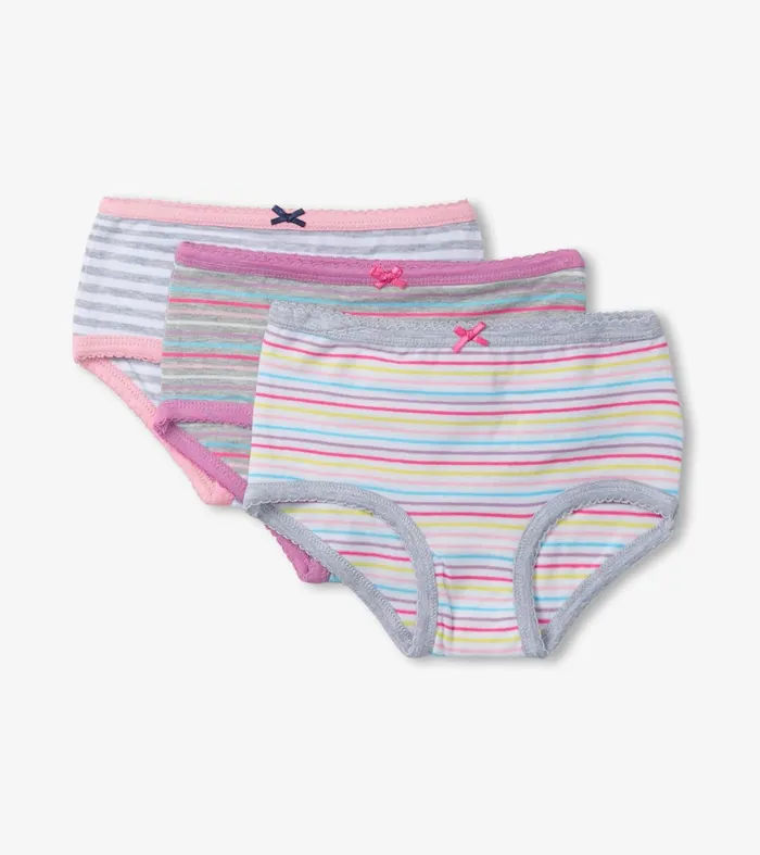 Underwear Girls Hatley Girls Vibrant Stripes 3 Pack Hipster Underwear