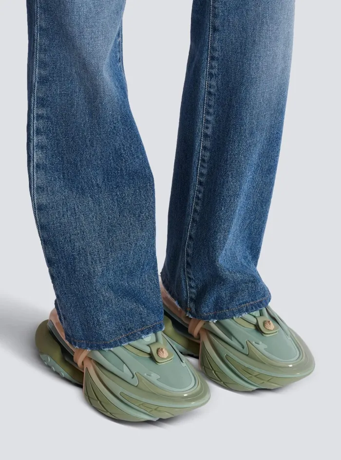 Unicorn Trainers In Neoprene And Calfskin Green Women Balmain Sneakers