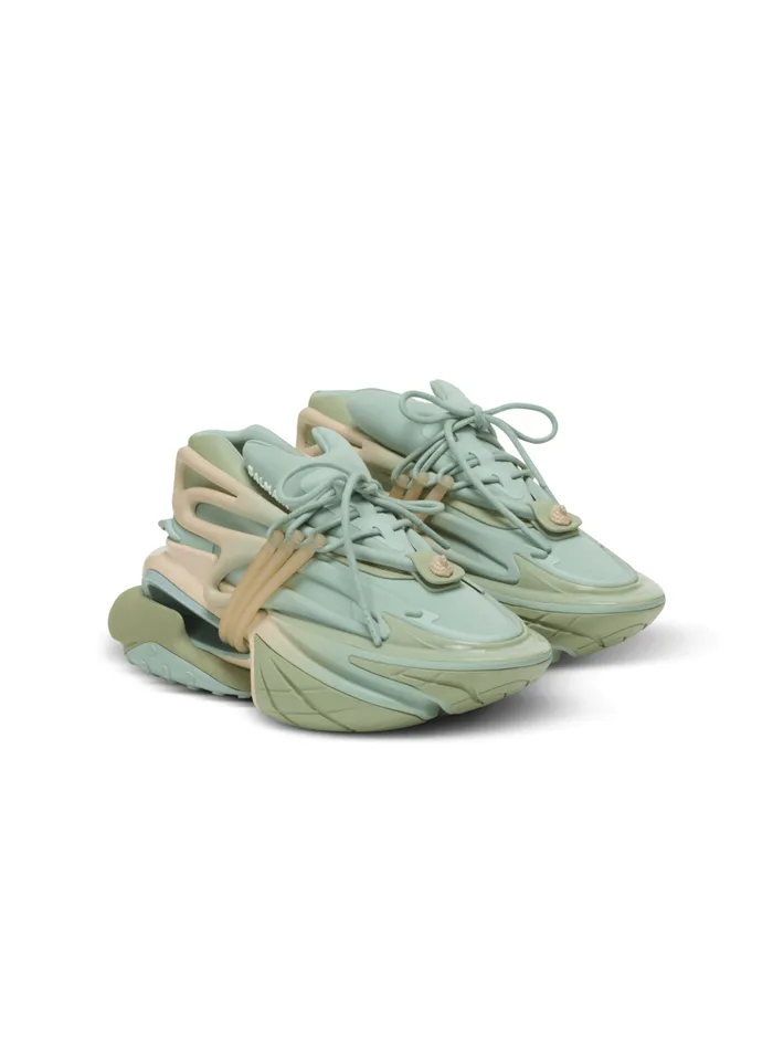 Unicorn Trainers In Neoprene And Calfskin Green Women Balmain Sneakers