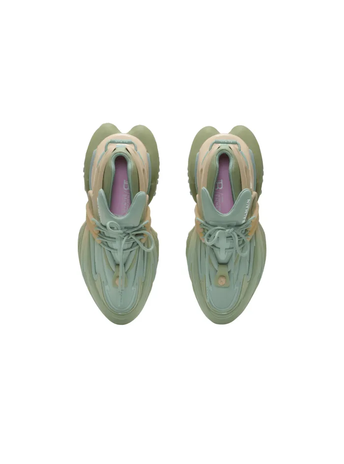 Unicorn Trainers In Neoprene And Calfskin Green Women Balmain Sneakers