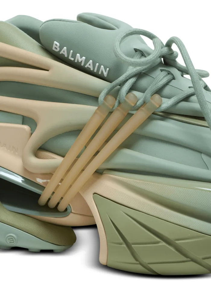 Unicorn Trainers In Neoprene And Calfskin Green Women Balmain Sneakers