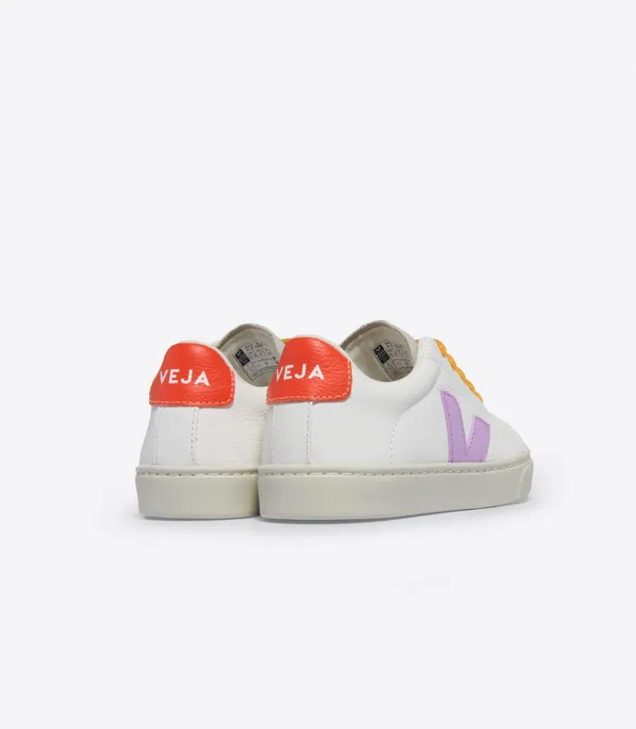 VEJA Esplar Kids ESPLAR LACES LEATHER WHITE ORCHID ORANGE FLUO