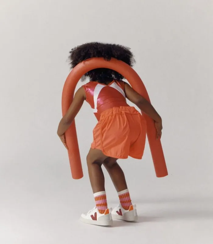 VEJA V10 Kids V10 CWL WHITE MARSALA ORANGE FLUO