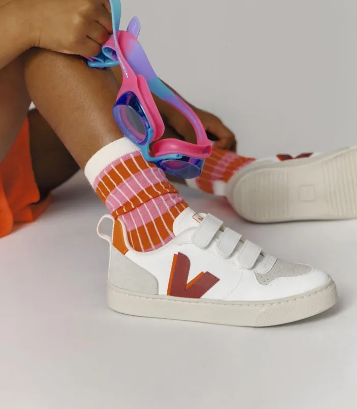 VEJA V10 Kids V10 CWL WHITE MARSALA ORANGE FLUO