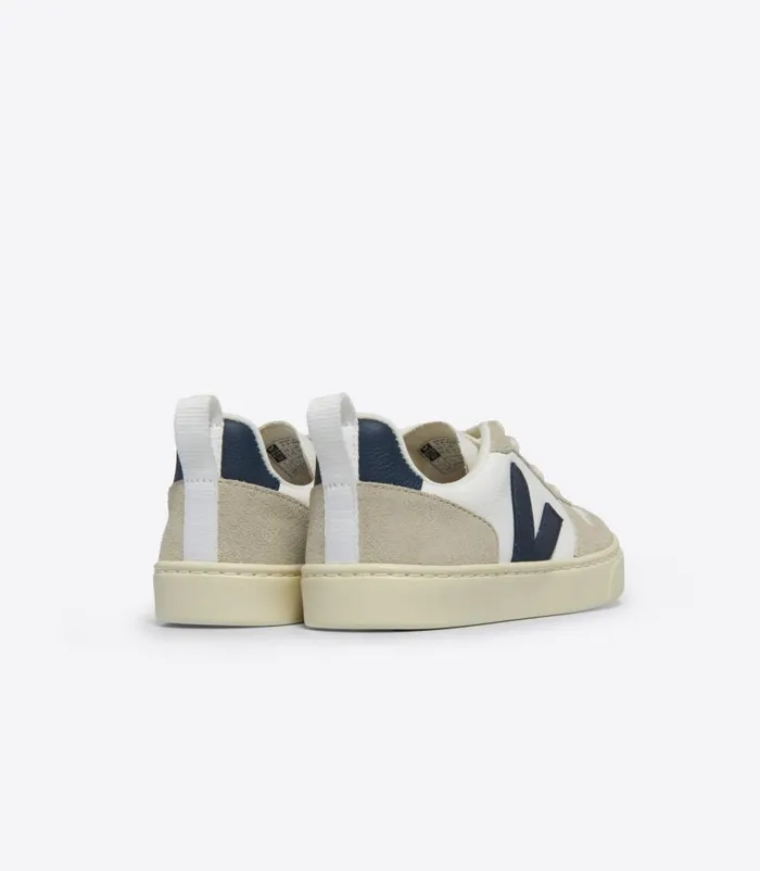 VEJA V10 Kids V10 LACES LEATHER WHITE NAUTICO ALMOND