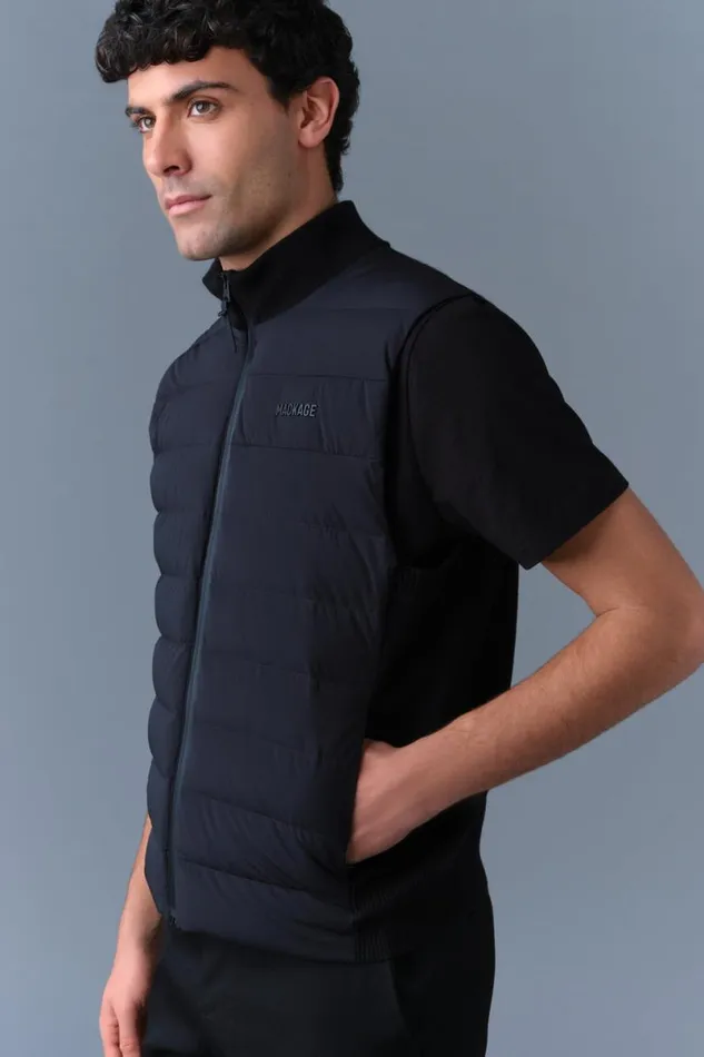 Vests Men Mackage JACOB Rib Knit Light Down Vest Black Vests Men Mackage JACOB Rib Knit Light Down Vest Black