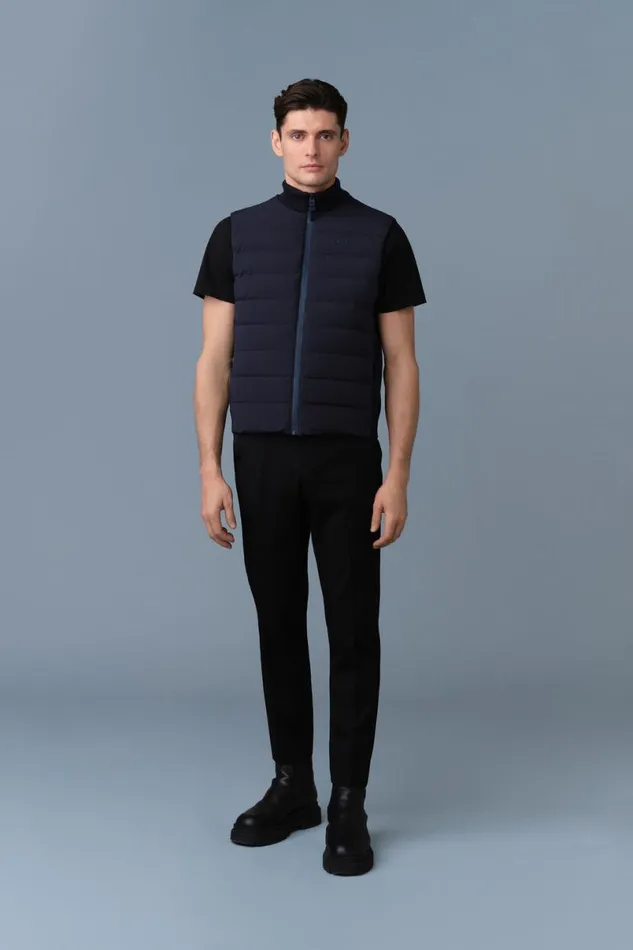 Vests Men Mackage JACOB Rib Knit Light Down Vest Black Vests Men Mackage JACOB Rib Knit Light Down Vest Black