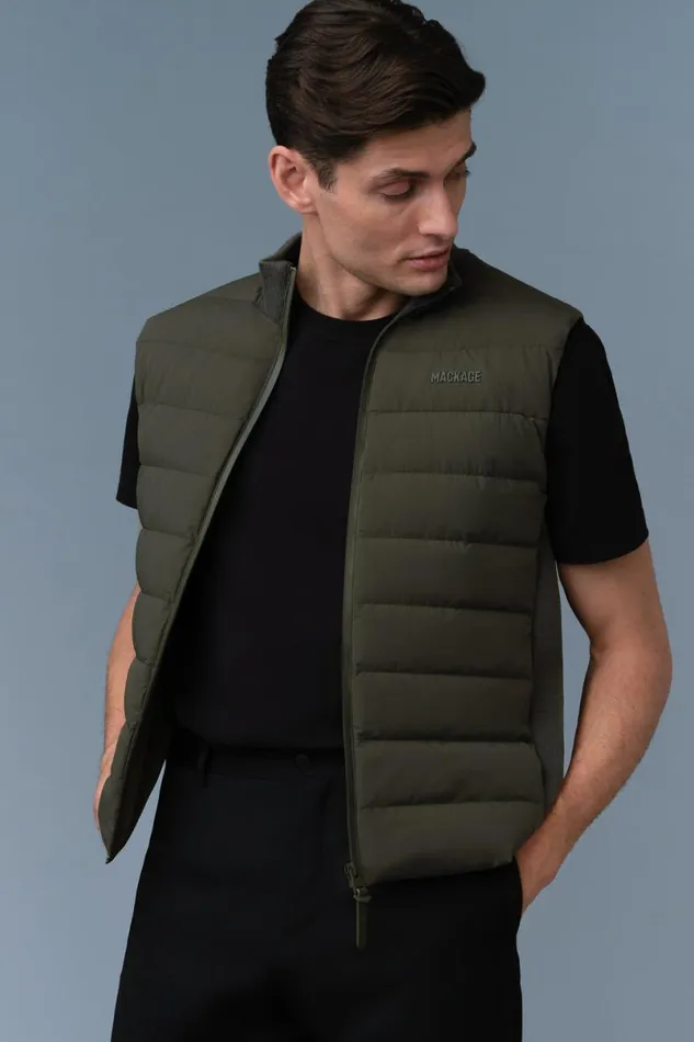 Vests Men Mackage JACOB Rib Knit Light Down Vest Black Vests Men Mackage JACOB Rib Knit Light Down Vest Black