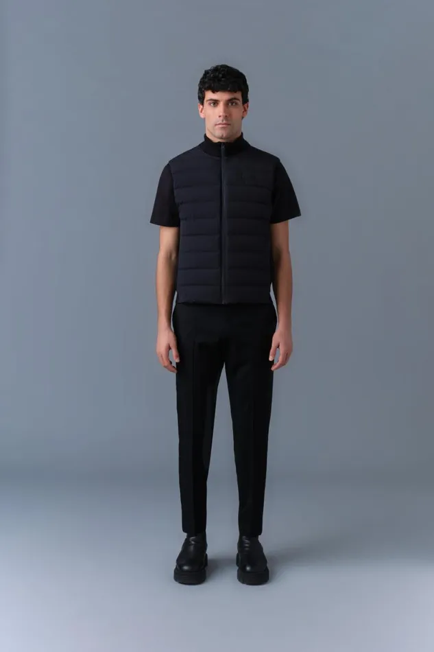 Vests Men Mackage JACOB Rib Knit Light Down Vest Black Vests Men Mackage JACOB Rib Knit Light Down Vest Black