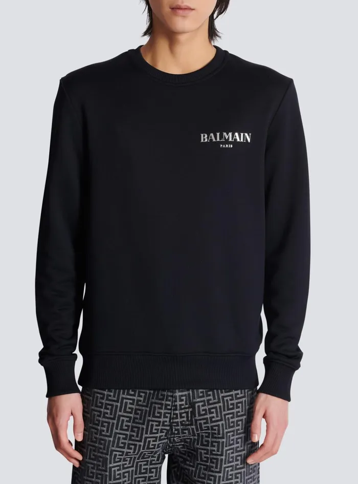 Vintage Sweatshirt Black Men Balmain Sweatshirts