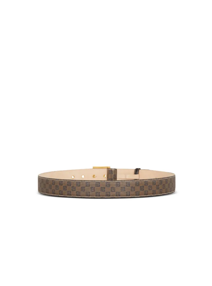 Waxed Monogram Canvas PBelt Brown Women Balmain Belts