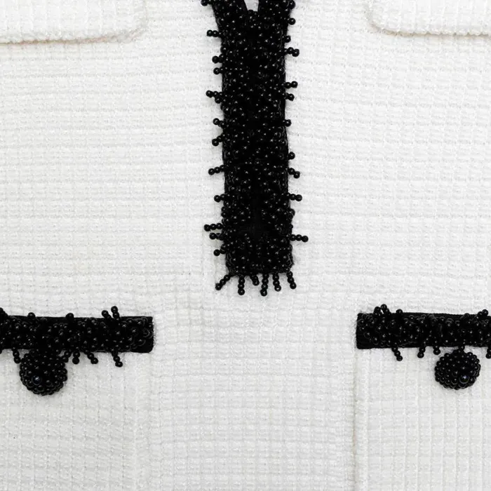 White Pearl Trim Knit Mini Dress Women Self Portrait Dresses