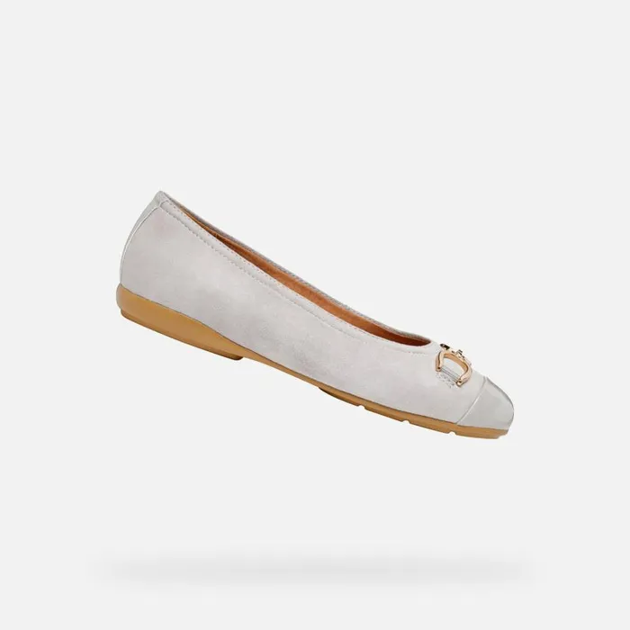 Woman Geox Ballerinas ANNYTAH WOMAN RockLight Grey Leather Ballerina Flats Rocklight Grey
