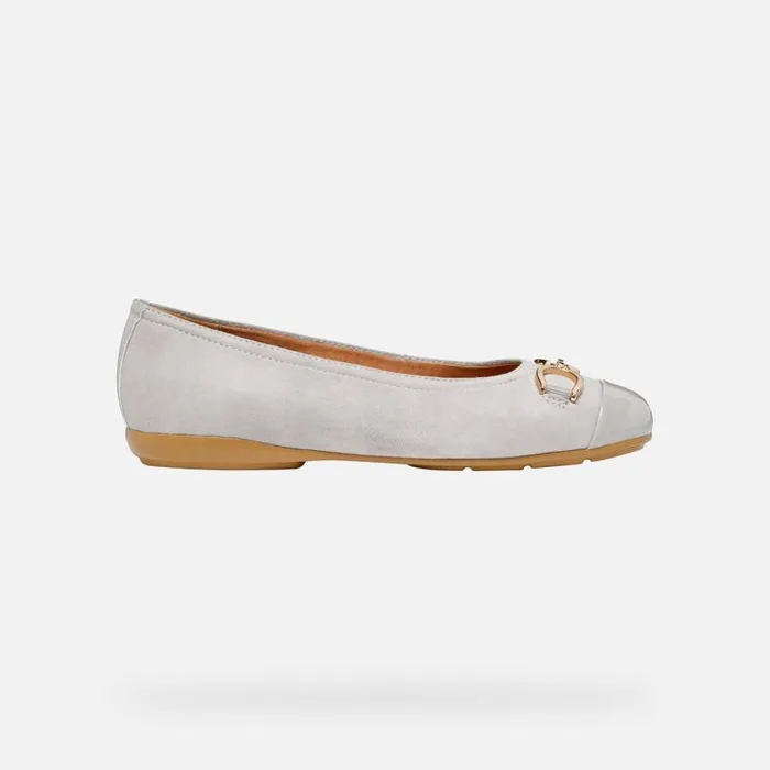 Woman Geox Ballerinas ANNYTAH WOMAN RockLight Grey Leather Ballerina Flats Rocklight Grey