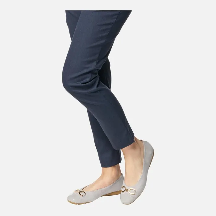 Woman Geox Ballerinas ANNYTAH WOMAN RockLight Grey Leather Ballerina Flats Rocklight Grey