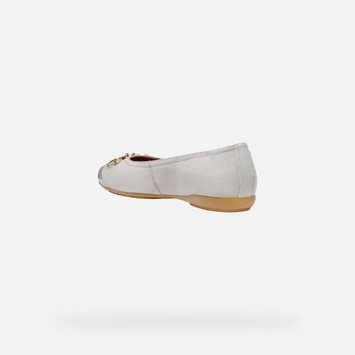 Woman Geox Ballerinas ANNYTAH WOMAN RockLight Grey Leather Ballerina Flats Rocklight Grey