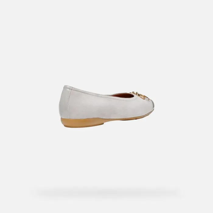 Woman Geox Ballerinas ANNYTAH WOMAN RockLight Grey Leather Ballerina Flats Rocklight Grey