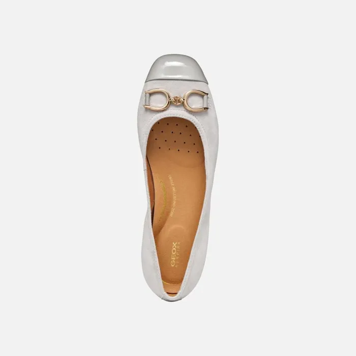 Woman Geox Ballerinas ANNYTAH WOMAN RockLight Grey Leather Ballerina Flats Rocklight Grey