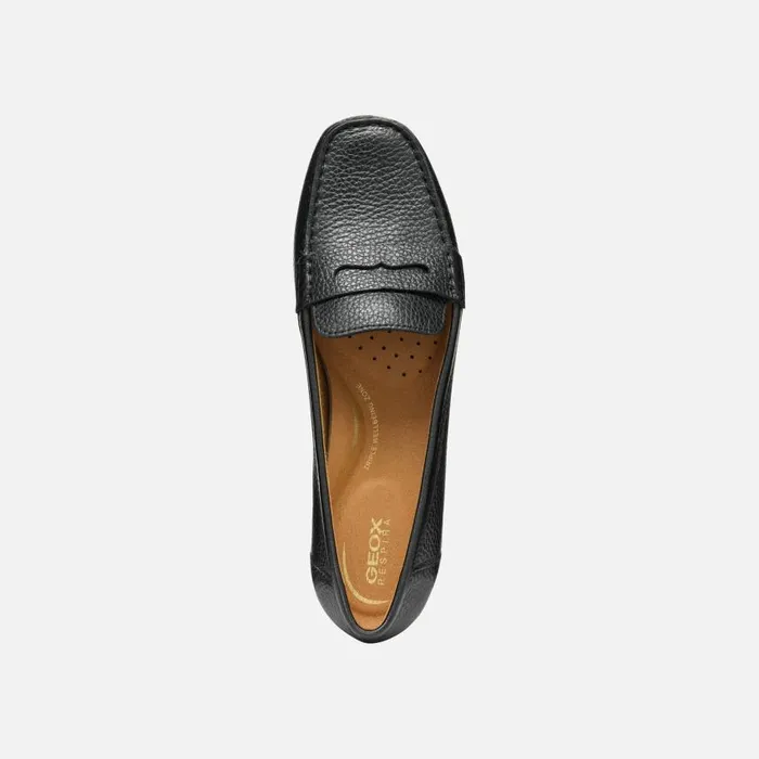 Woman Geox Loafers ANNYTAH MOC WOMAN Black Leather Loafers Black
