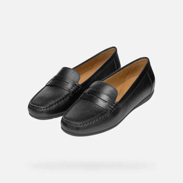 Woman Geox Loafers ANNYTAH MOC WOMAN Black Leather Loafers Black