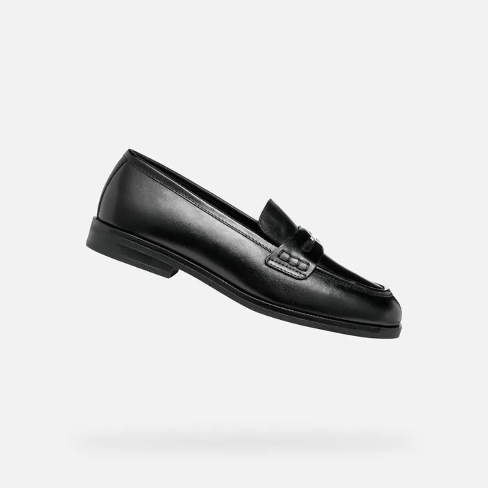 Woman Geox Loafers CLORIDIE WOMAN Black Leather Loafers Black
