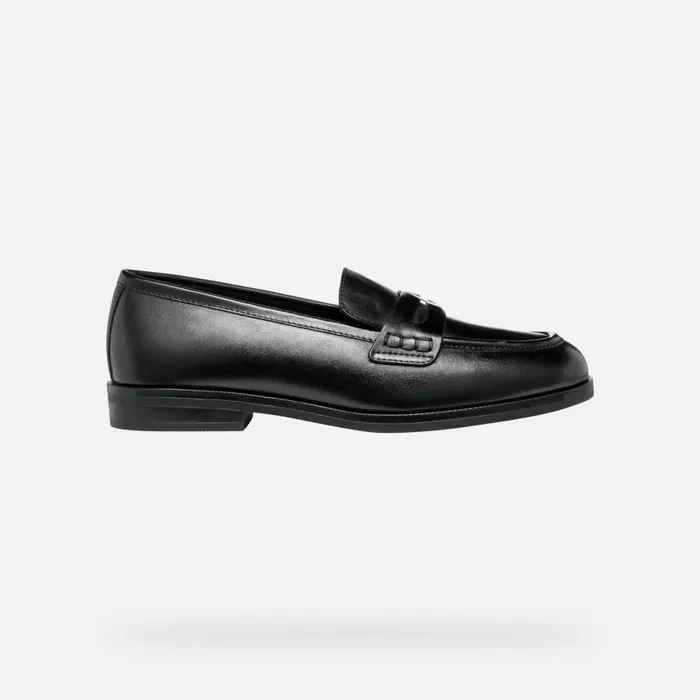 Woman Geox Loafers CLORIDIE WOMAN Black Leather Loafers Black
