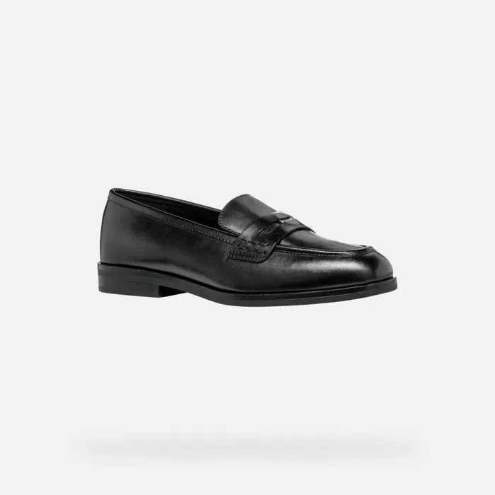 Woman Geox Loafers CLORIDIE WOMAN Black Leather Loafers Black