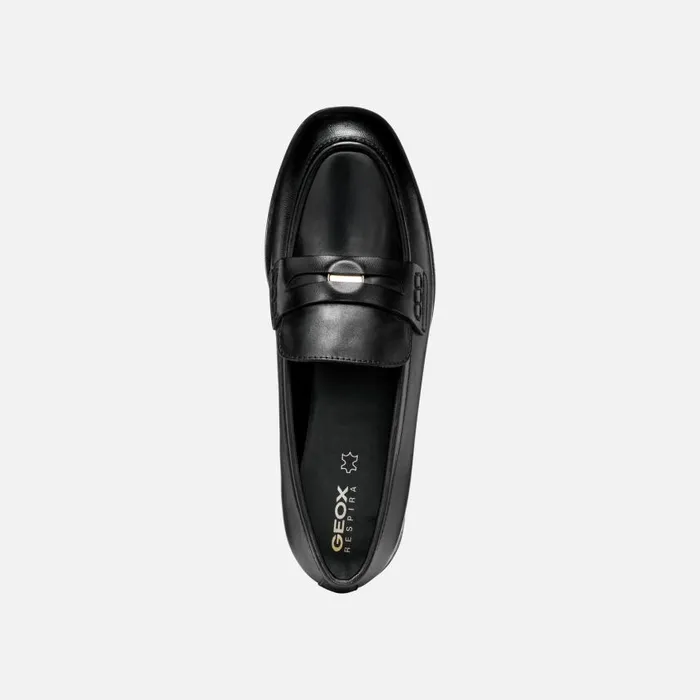 Woman Geox Loafers CLORIDIE WOMAN Black Leather Loafers Black
