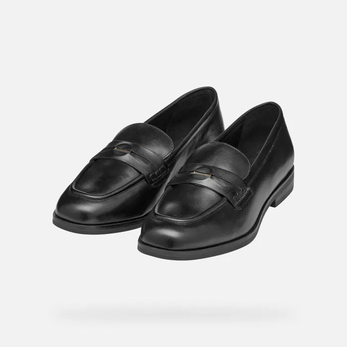 Woman Geox Loafers CLORIDIE WOMAN Black Leather Loafers Black