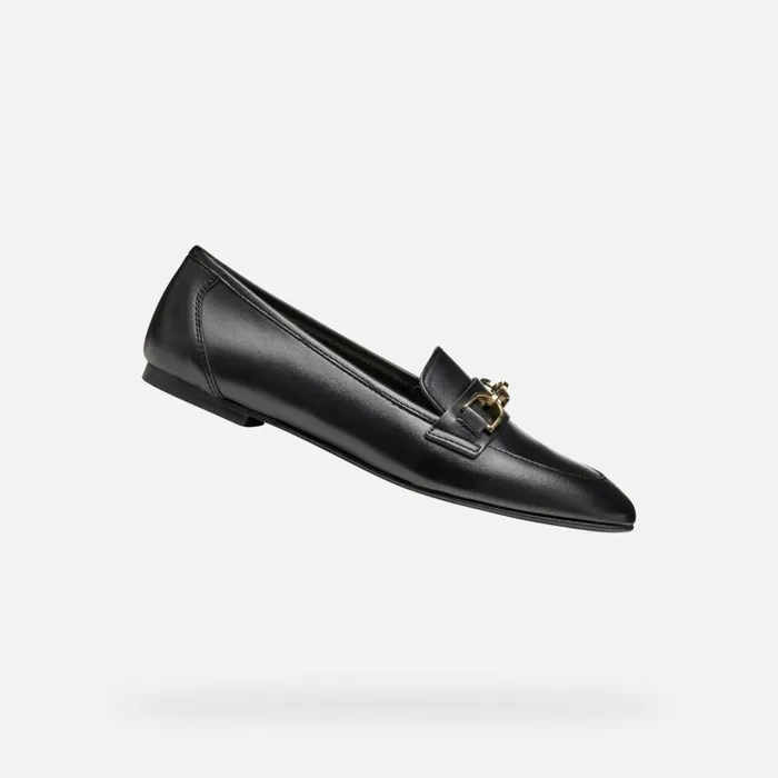 Woman Geox Loafers LLIZIA B Leather Loafers Black Woman Geox Black