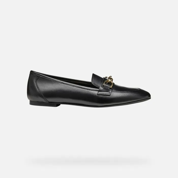 Woman Geox Loafers LLIZIA B Leather Loafers Black Woman Geox Black