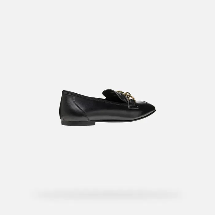 Woman Geox Loafers LLIZIA B Leather Loafers Black Woman Geox Black