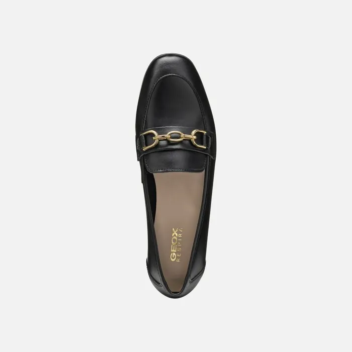 Woman Geox Loafers LLIZIA B Leather Loafers Black Woman Geox Black