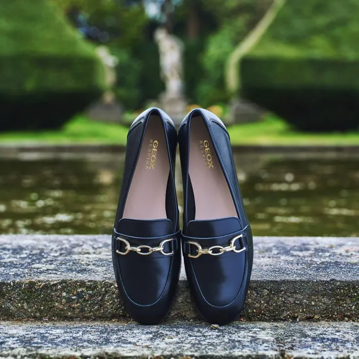 Woman Geox Loafers LLIZIA B Leather Loafers Black Woman Geox Black