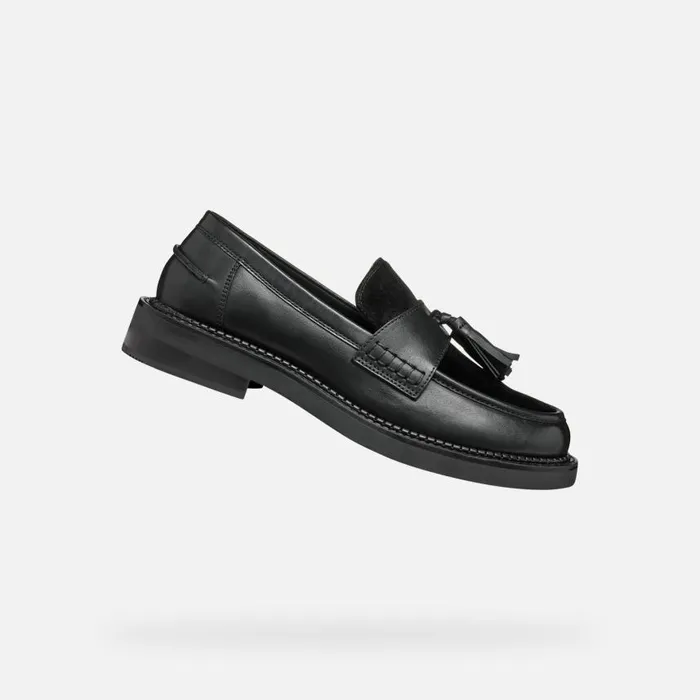 Woman Geox Loafers SERILDA WOMAN Black Leather Loafers Black