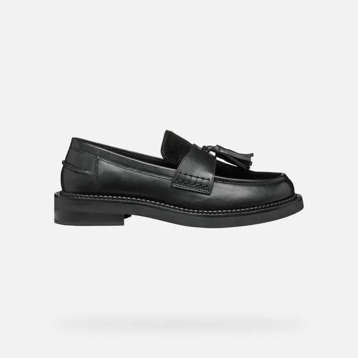 Woman Geox Loafers SERILDA WOMAN Black Leather Loafers Black