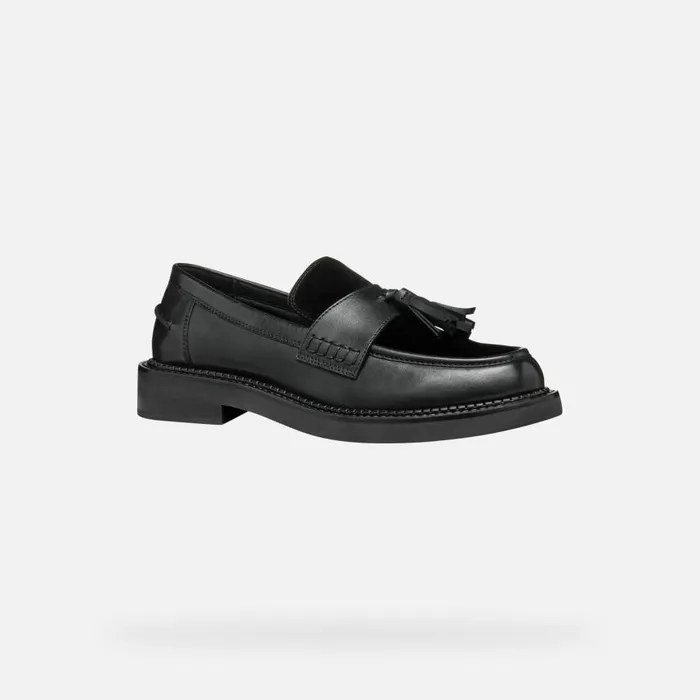 Woman Geox Loafers SERILDA WOMAN Black Leather Loafers Black