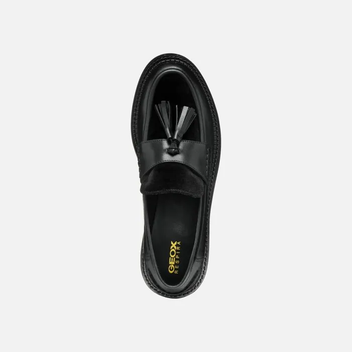 Woman Geox Loafers SERILDA WOMAN Black Leather Loafers Black