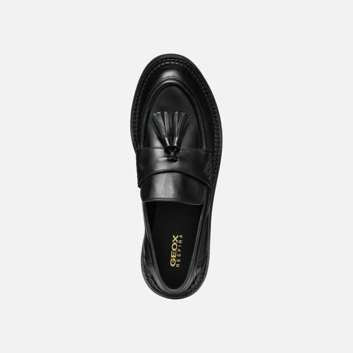 Woman Geox Loafers SERILDA WOMAN Black Leather Loafers Black