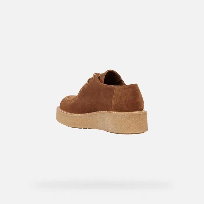 Woman Geox Wedges ELIDEA D Suede Shoes Camel Woman Geox Dark Camel