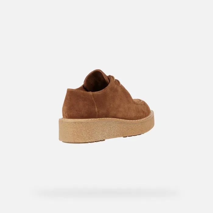 Woman Geox Wedges ELIDEA D Suede Shoes Camel Woman Geox Dark Camel